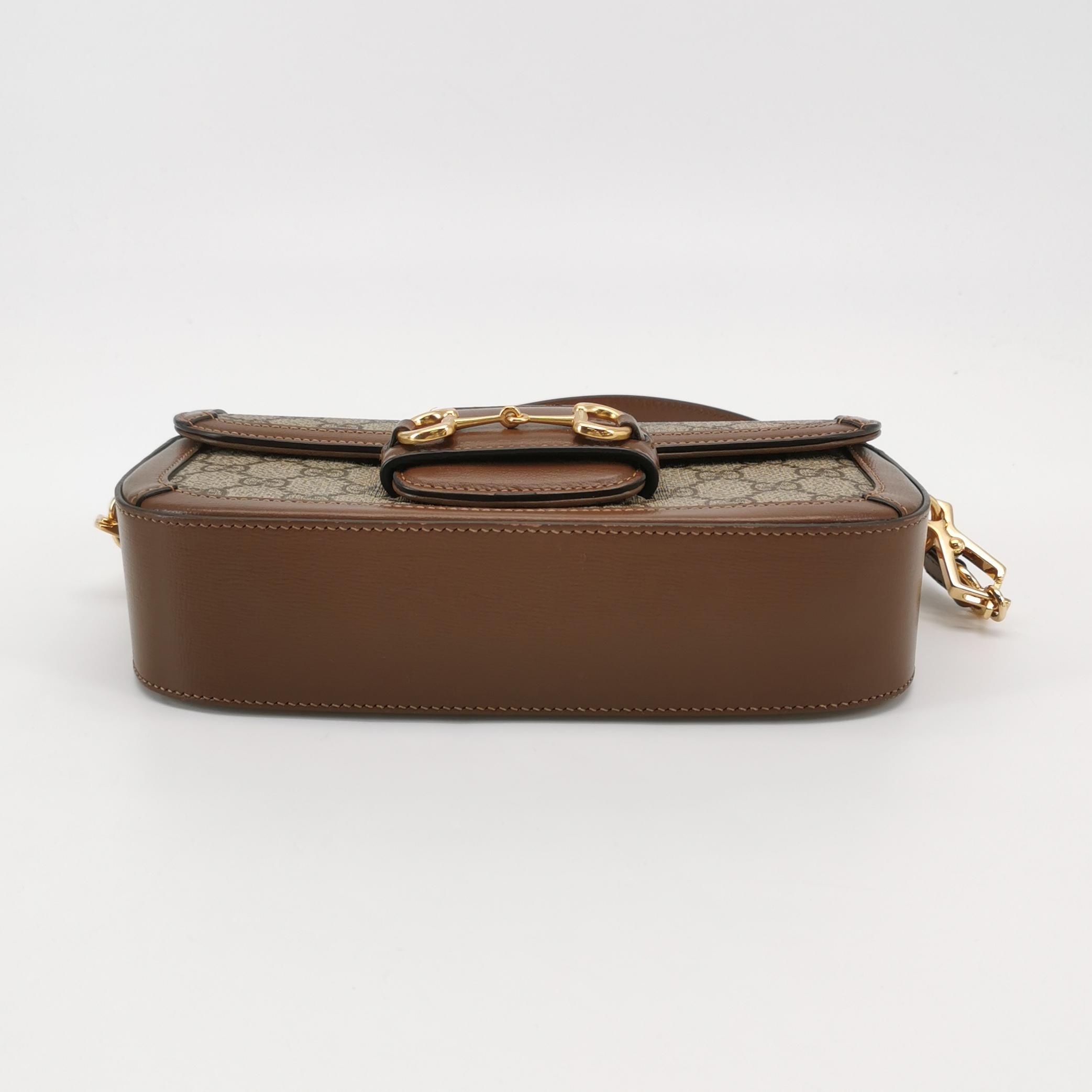 Gucci Horsebit 1955 Shoulder Bag GG Coated Canvas with Leather East West — photo 6 of 15