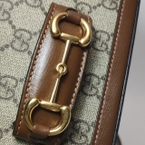 Gucci Horsebit 1955 Shoulder Bag GG Coated Canvas with Leather East West — thumbnail 10