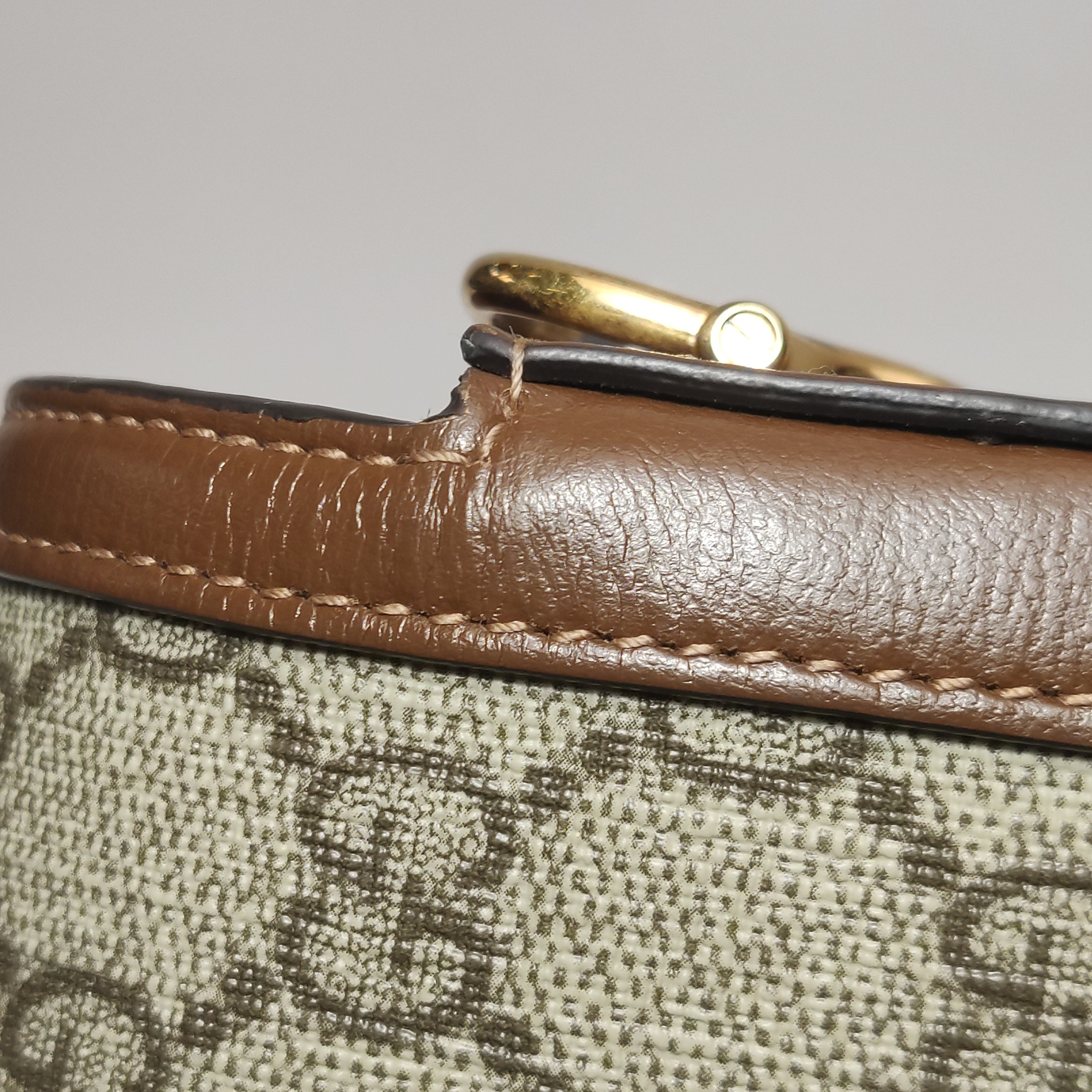 Gucci Horsebit 1955 Shoulder Bag GG Coated Canvas with Leather East West — photo 12 of 15
