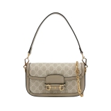 Gucci Horsebit 1955 Shoulder Bag GG Coated Canvas with Leather East West — thumbnail 1