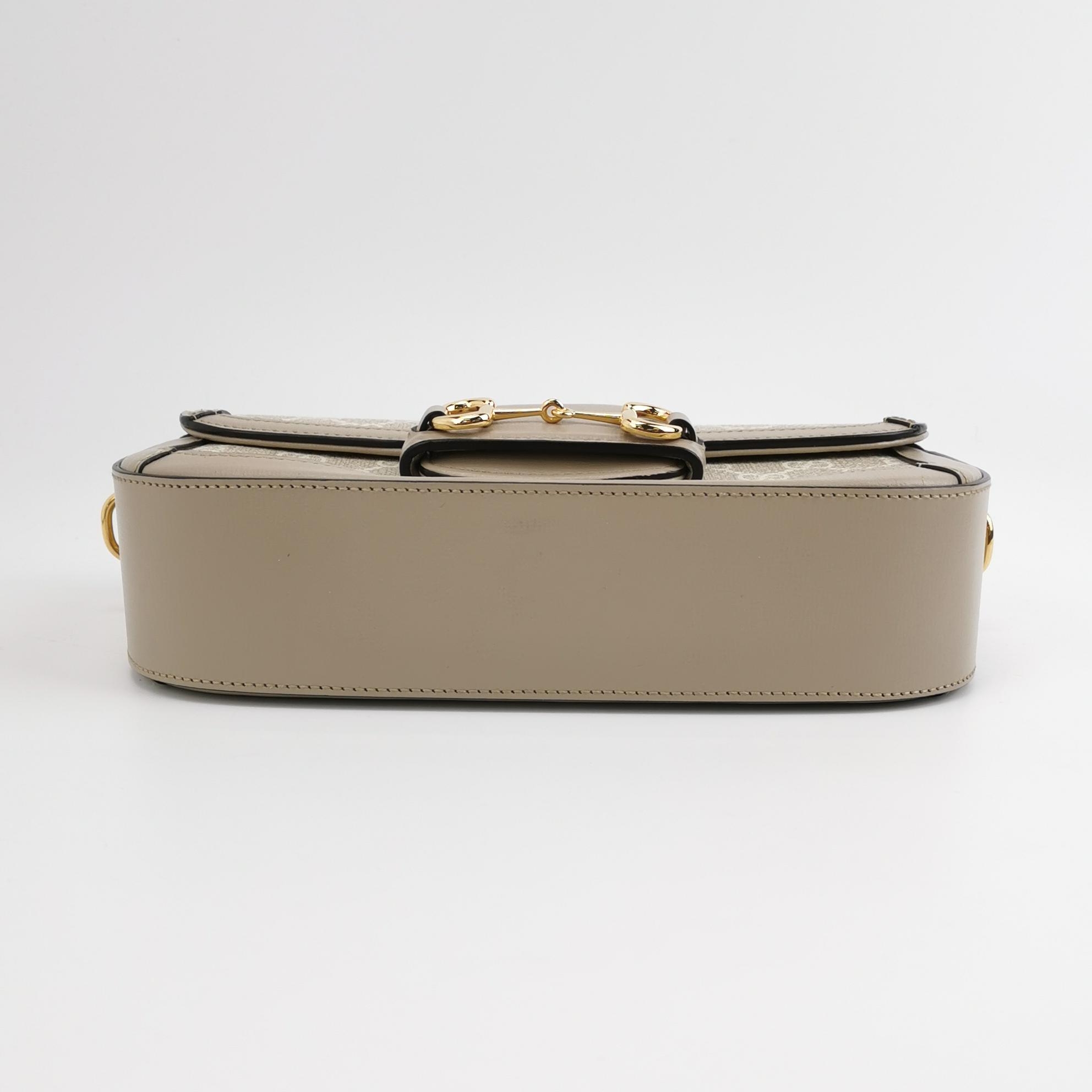 Gucci Horsebit 1955 Shoulder Bag GG Coated Canvas with Leather East West — photo 6 of 11