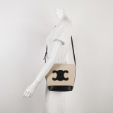 Celine Cuir Triomphe Bucket Bag Canvas Leather Small — thumbnail 2