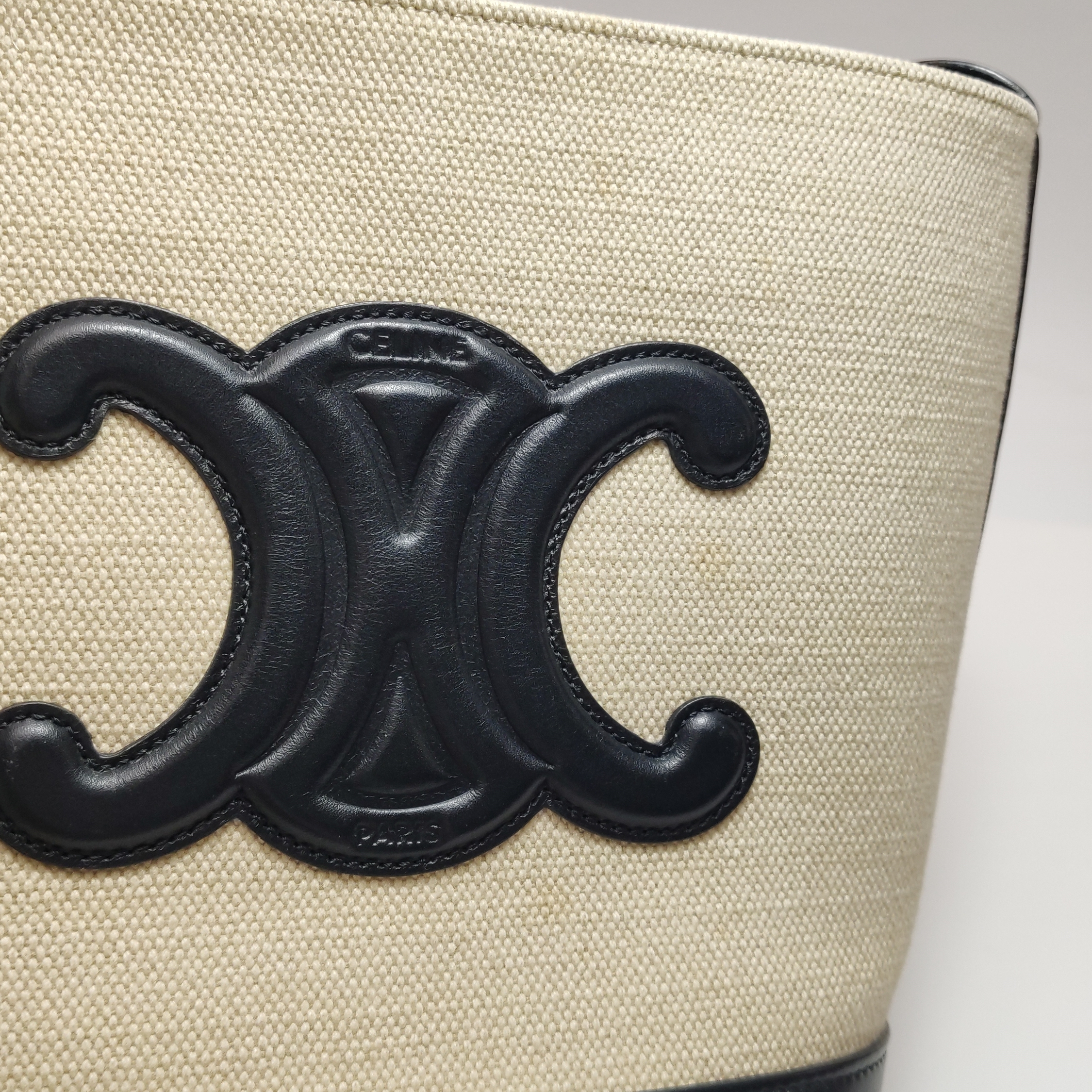 Celine Cuir Triomphe Bucket Bag Canvas Leather Small — photo 9 of 15
