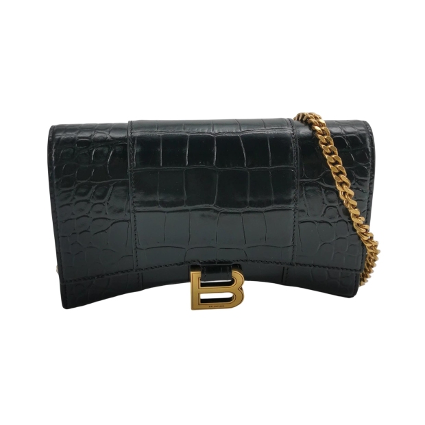 Balenciaga Hourglass Chain Wallet Crocodile Embossed Leather — pre-owned, Vierlot