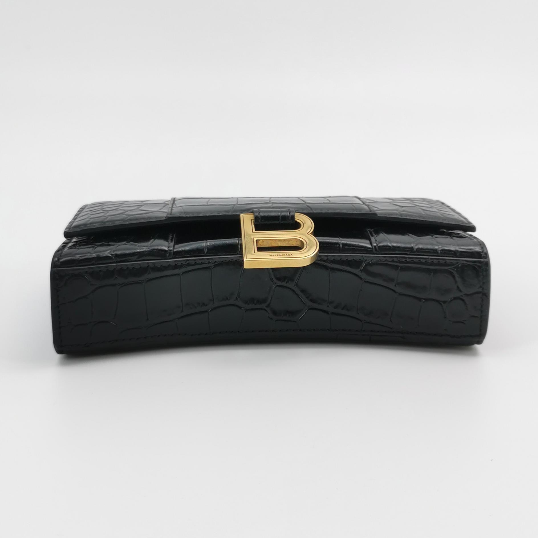 Balenciaga Hourglass Chain Wallet Crocodile Embossed Leather — photo 6 of 15