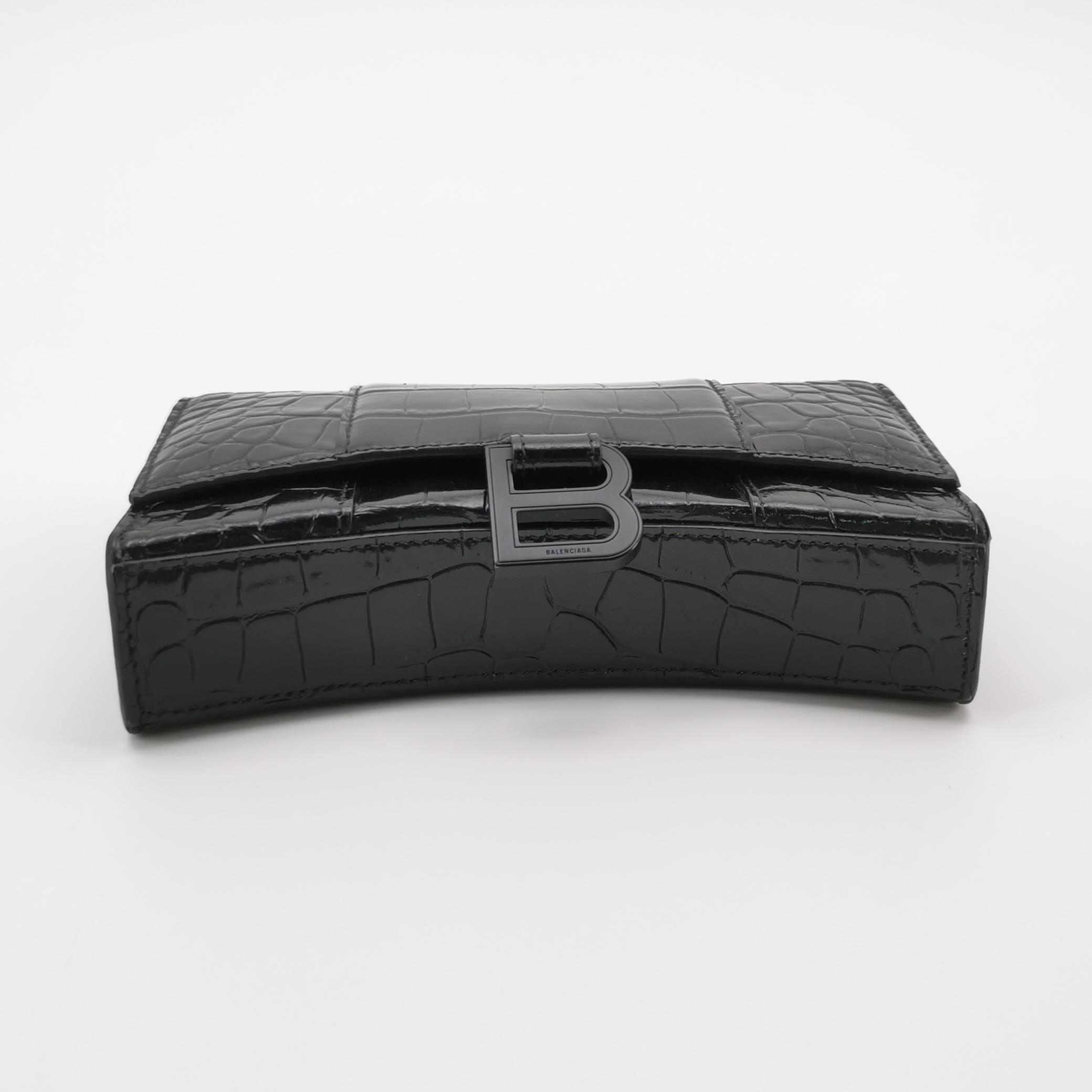 Balenciaga Hourglass Chain Wallet Crocodile Embossed Leather — photo 6 of 15