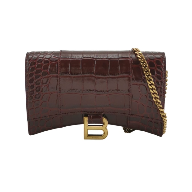 Balenciaga Hourglass Chain Wallet Crocodile Embossed Leather — pre-owned, Vierlot