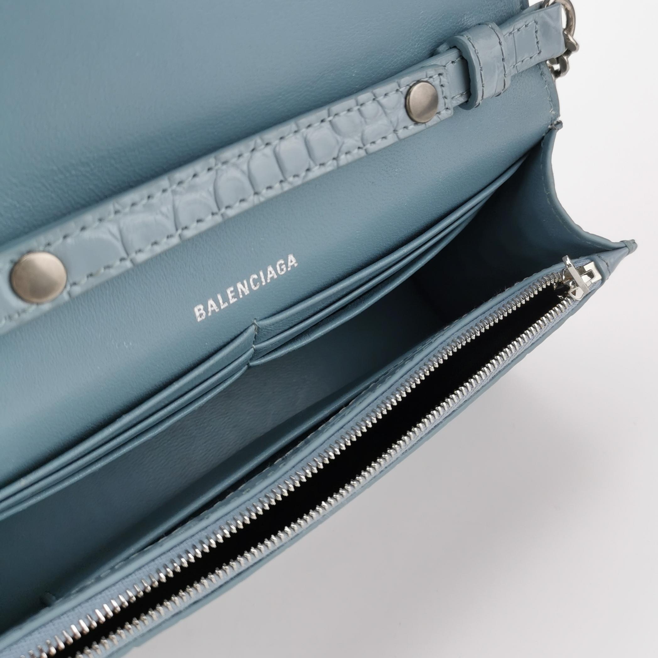 Balenciaga Hourglass Chain Wallet Crocodile Embossed Leather — photo 7 of 17