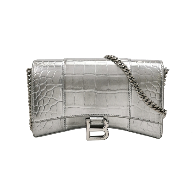 Balenciaga Hourglass Chain Wallet Crocodile Embossed Leather — pre-owned, Vierlot