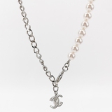 Chanel CC Logo Pendant Necklace Sterling Silver — thumbnail 4