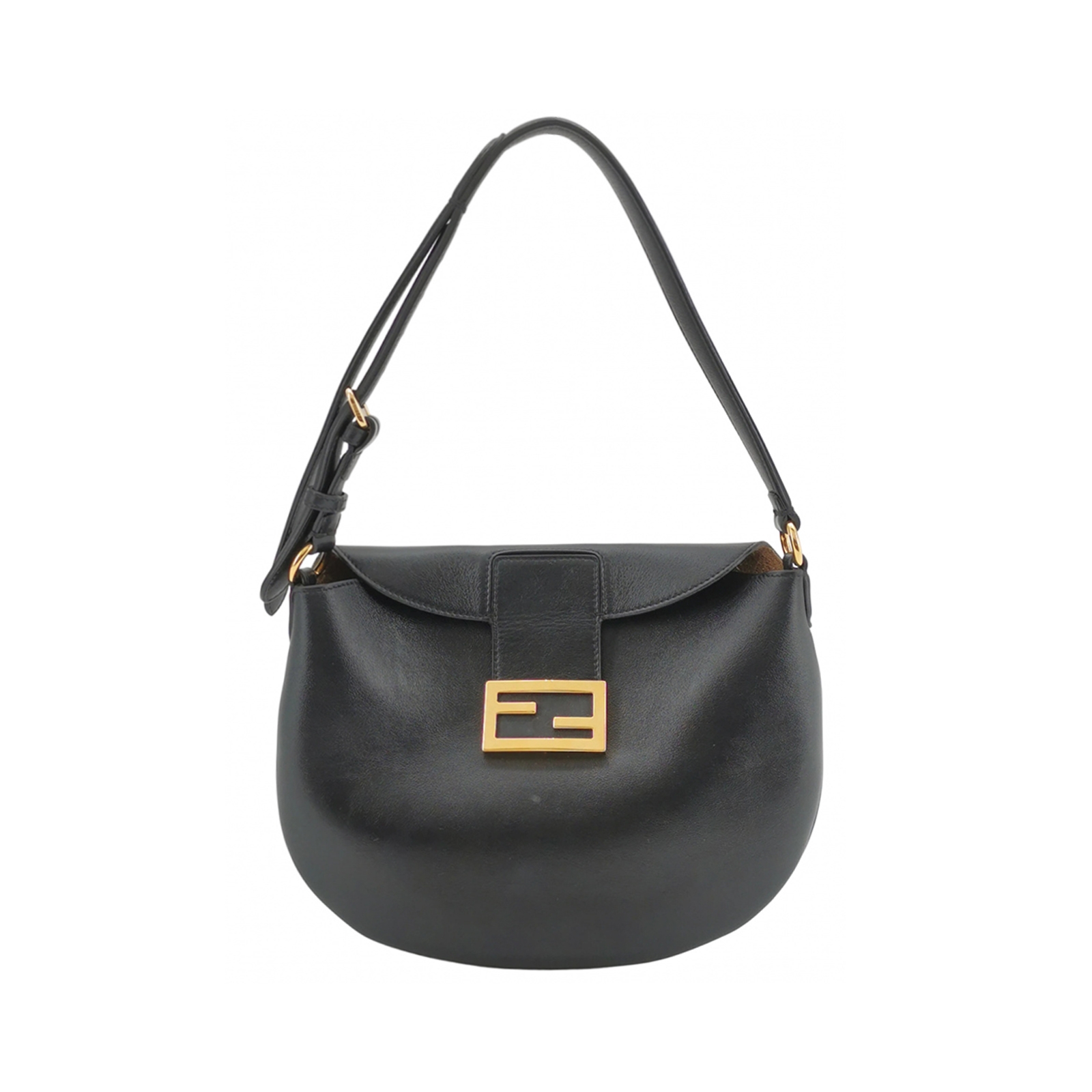 Fendi Crescent Gold Hardware Logo Shoulder Bag Black — photo 1 of 13