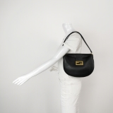Fendi Crescent Gold Hardware Logo Shoulder Bag Black — thumbnail 2