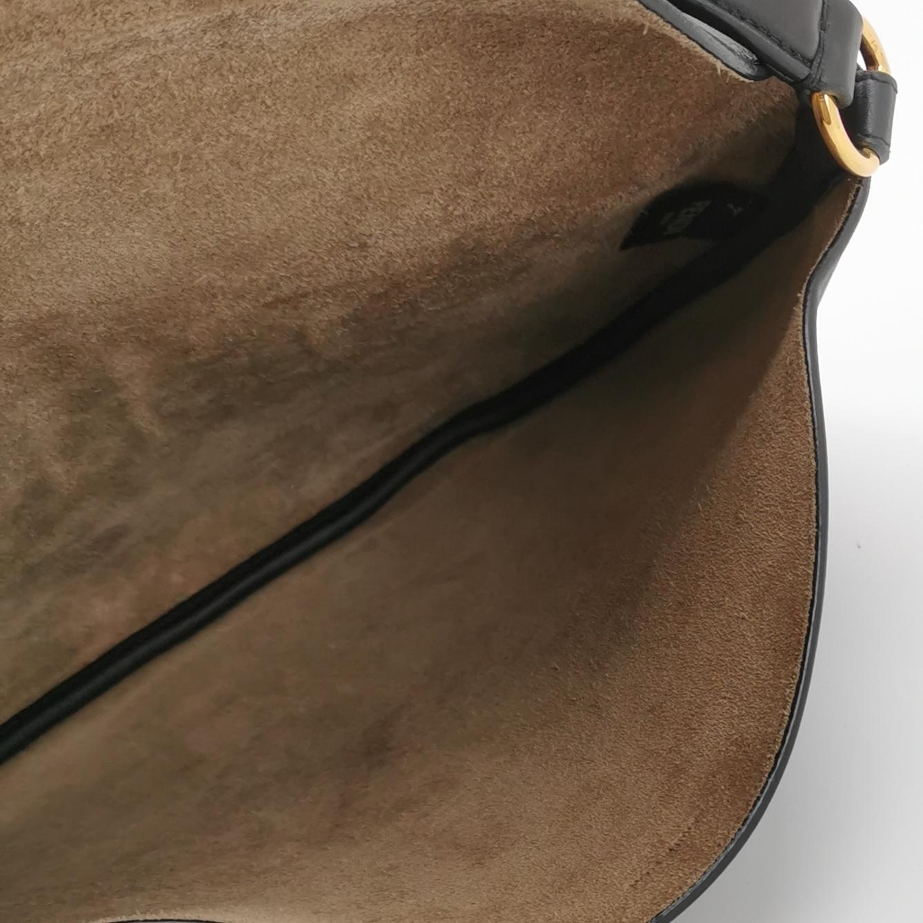 Fendi Crescent Gold Hardware Logo Shoulder Bag Black — photo 9 of 13