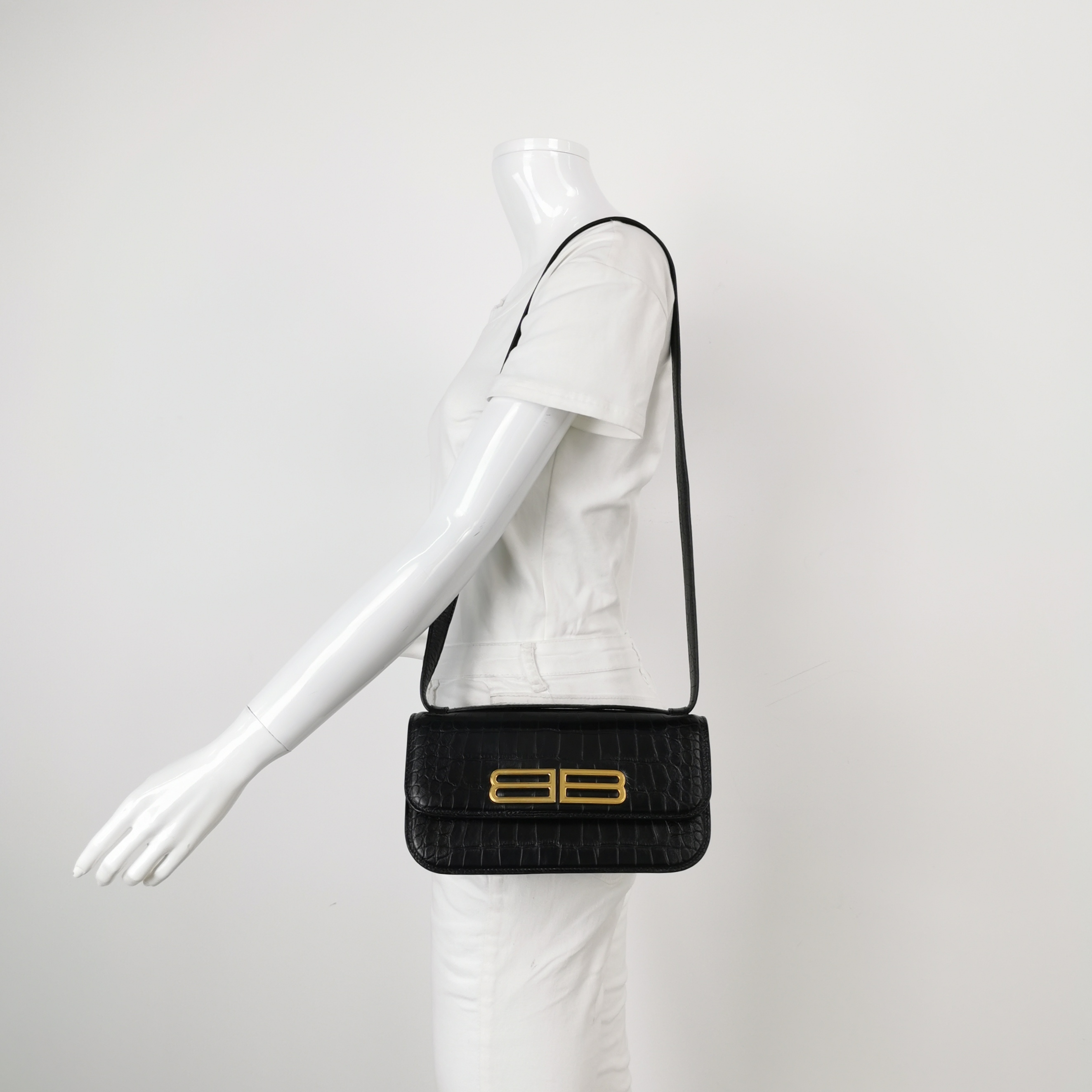 Balenciaga Gossip Flap Bag Crocodile Embossed Leather Small — alternate view