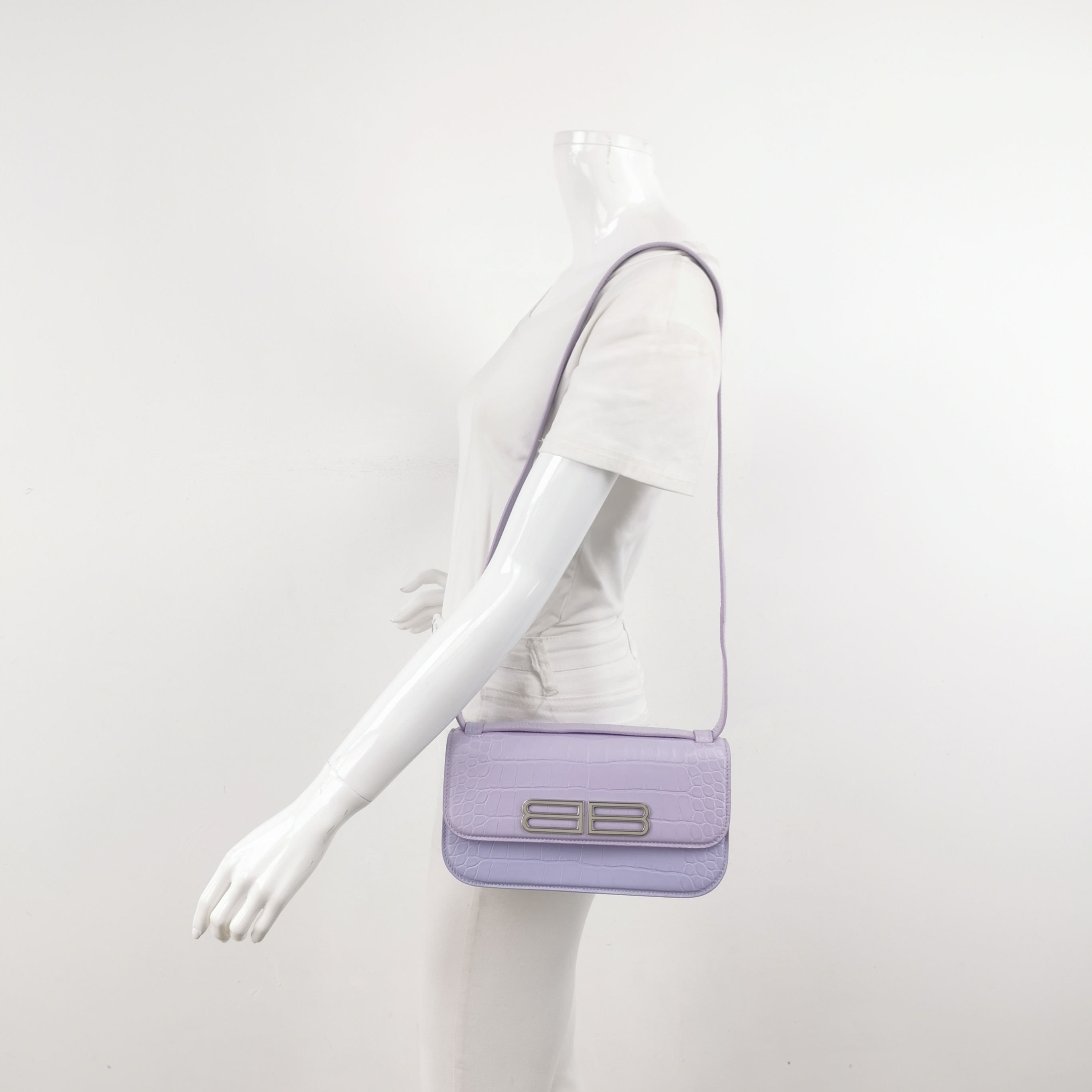 Balenciaga Gossip Flap Bag Crocodile Embossed Leather Small — alternate view