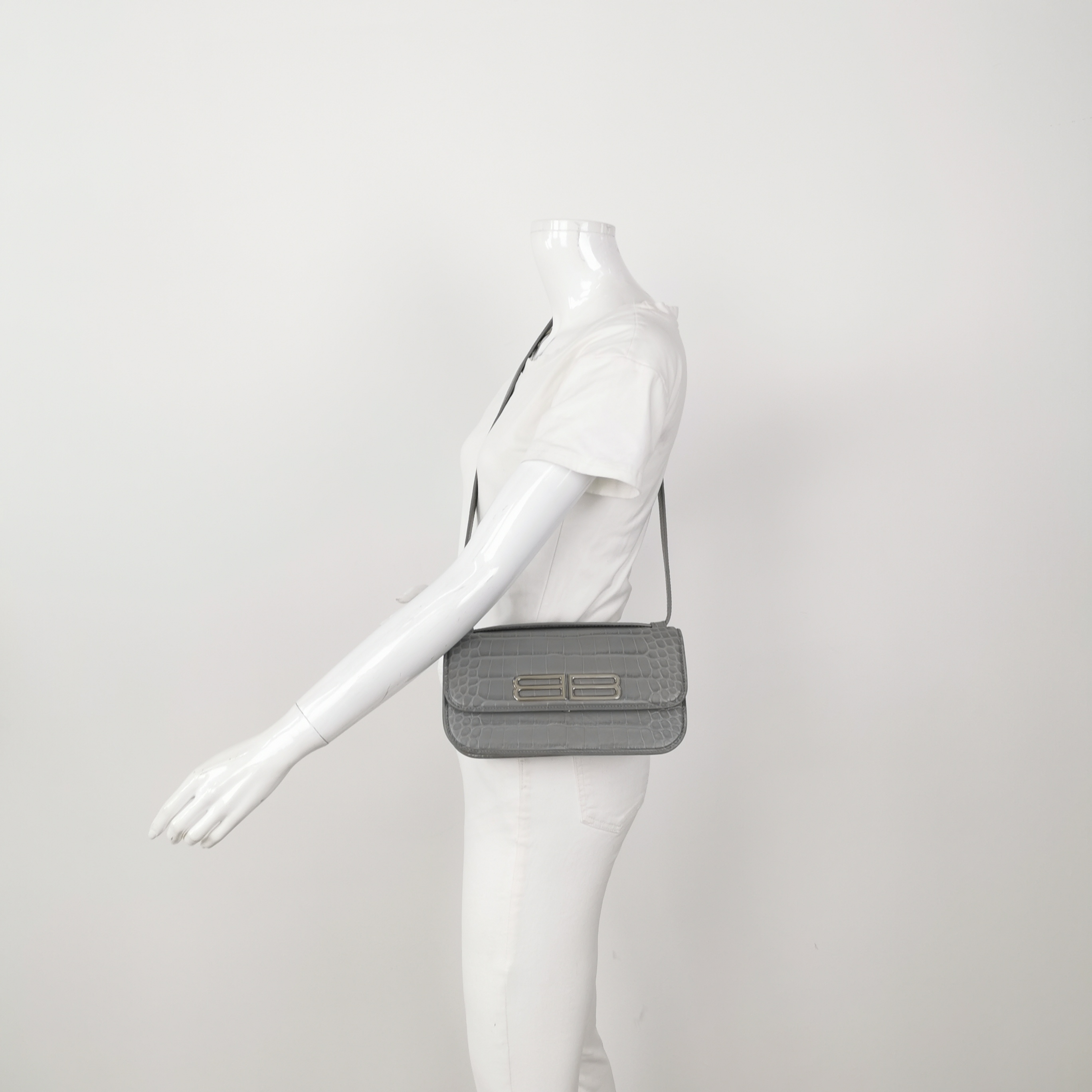 Balenciaga Gossip Flap Bag Crocodile Embossed Leather Small — alternate view