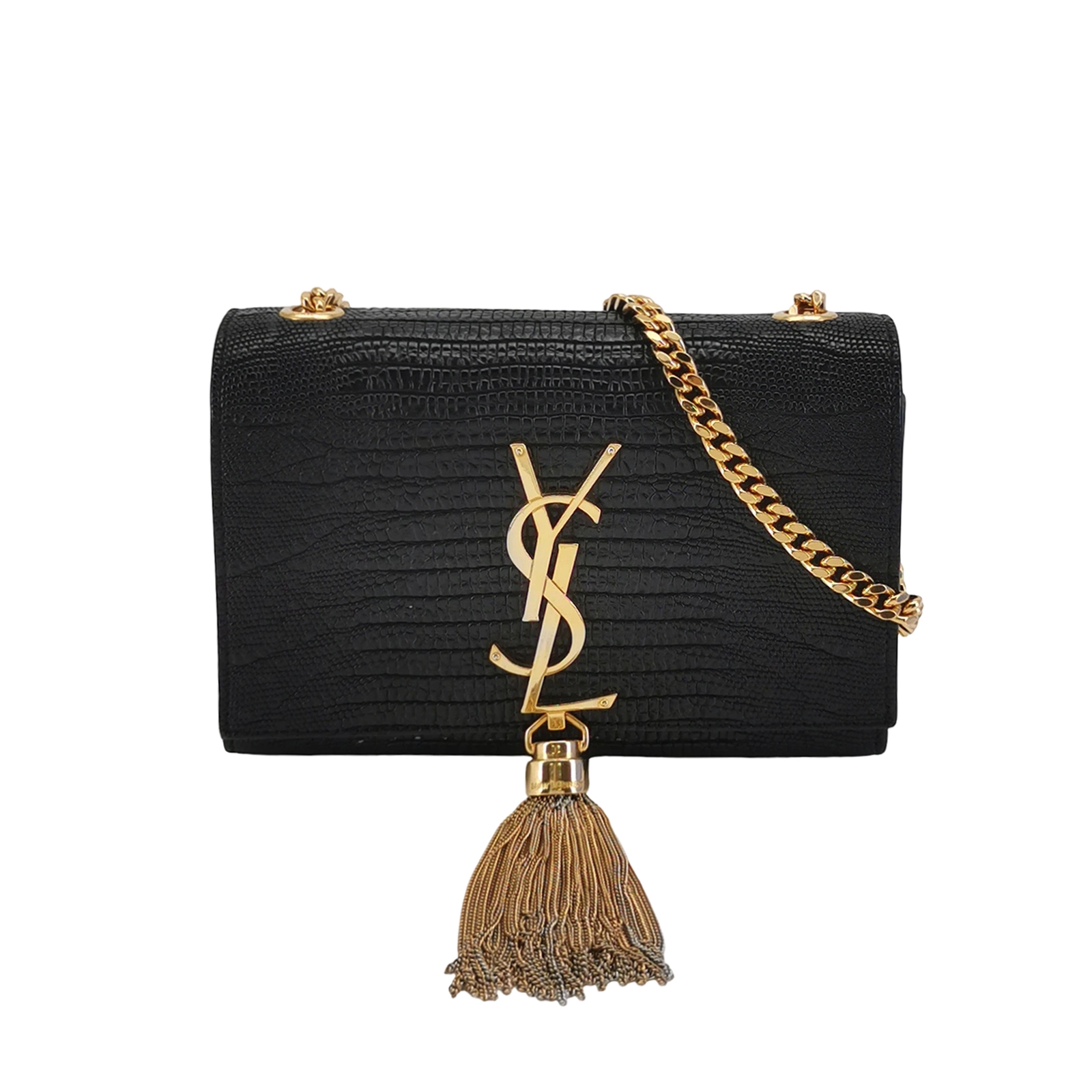 Saint Laurent Classic Monogram Tassel Crossbody Bag Crocodile Embossed Leather Mini — photo 1 of 15
