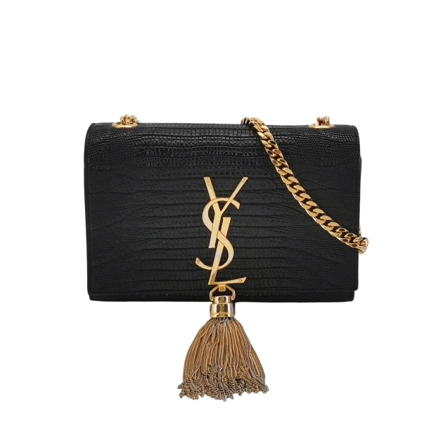 Saint Laurent Classic Monogram Tassel Crossbody Bag Crocodile Embossed Leather Mini — pre-owned, Vierlot