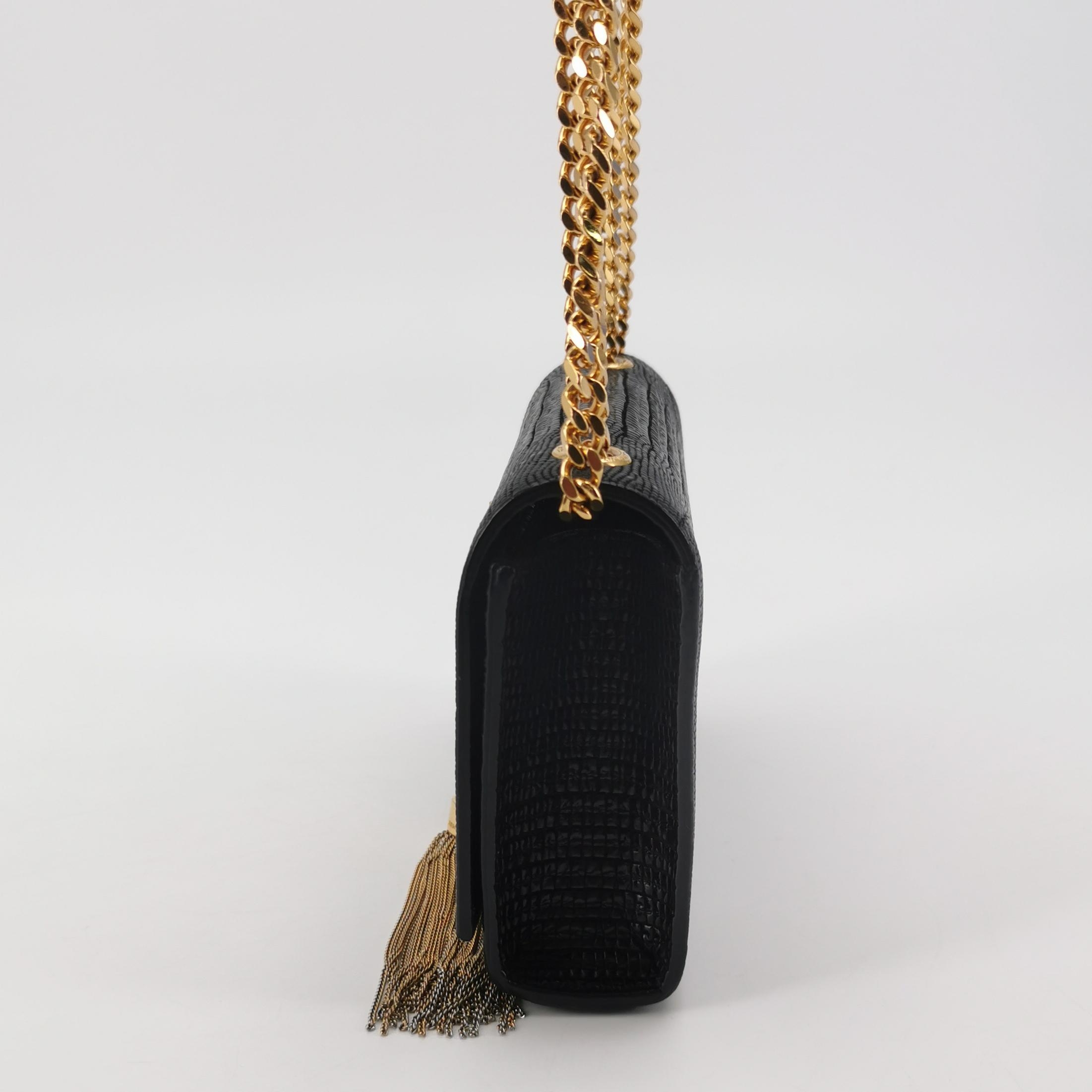 Saint Laurent Classic Monogram Tassel Crossbody Bag Crocodile Embossed Leather Mini — photo 3 of 15