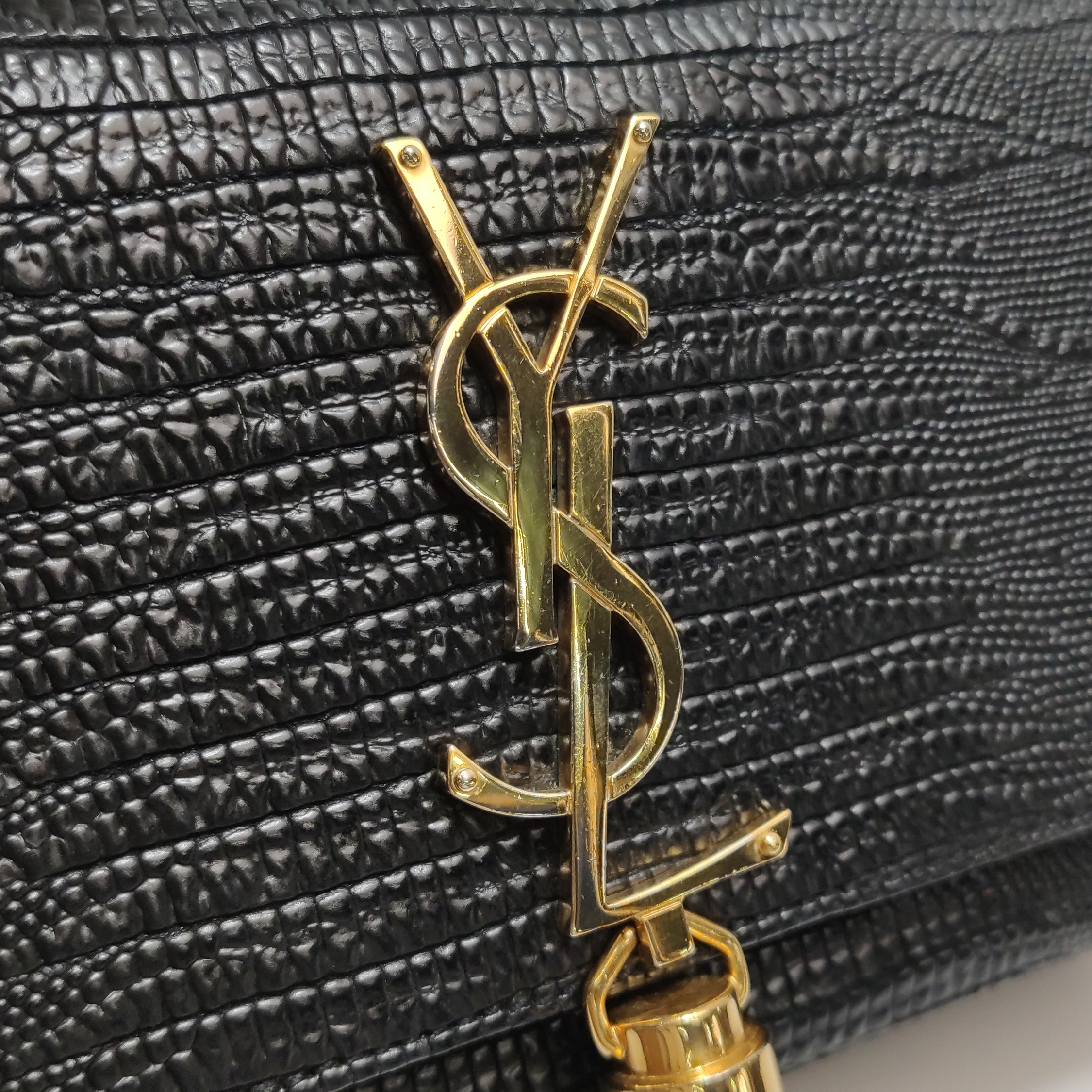 Saint Laurent Classic Monogram Tassel Crossbody Bag Crocodile Embossed Leather Mini — photo 9 of 15