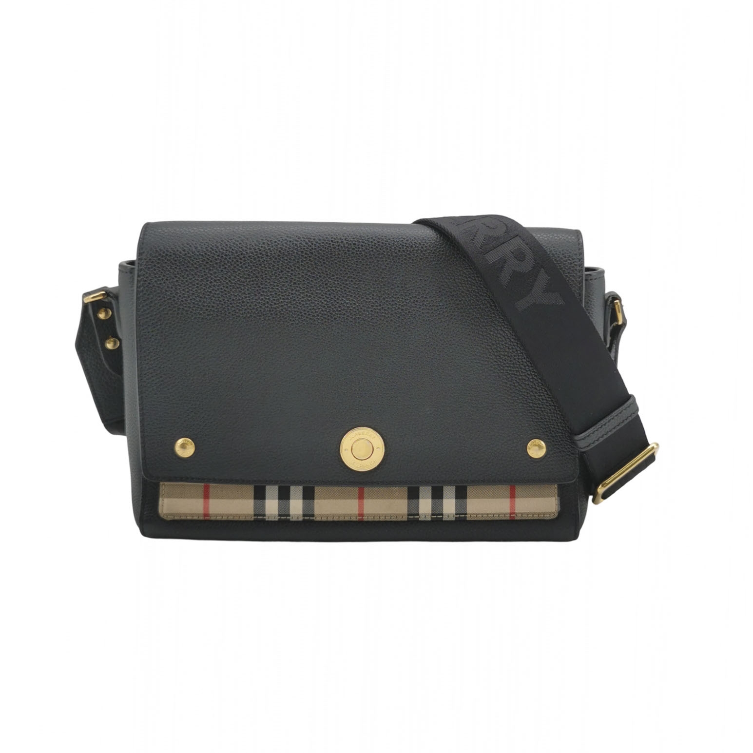 Burberry Note Crossbody Bag Leather with Vintage Check Canvas Medium — photo 1 of 17