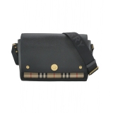 Burberry Note Crossbody Bag Leather with Vintage Check Canvas Medium — thumbnail 1