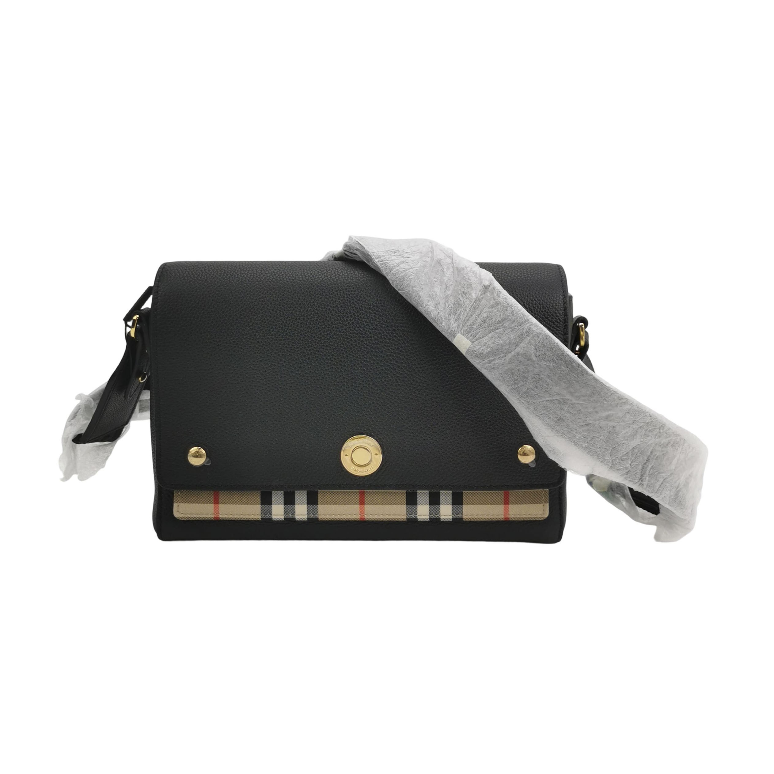 Burberry Note Crossbody Bag Leather with Vintage Check Canvas Medium — photo 1 of 12