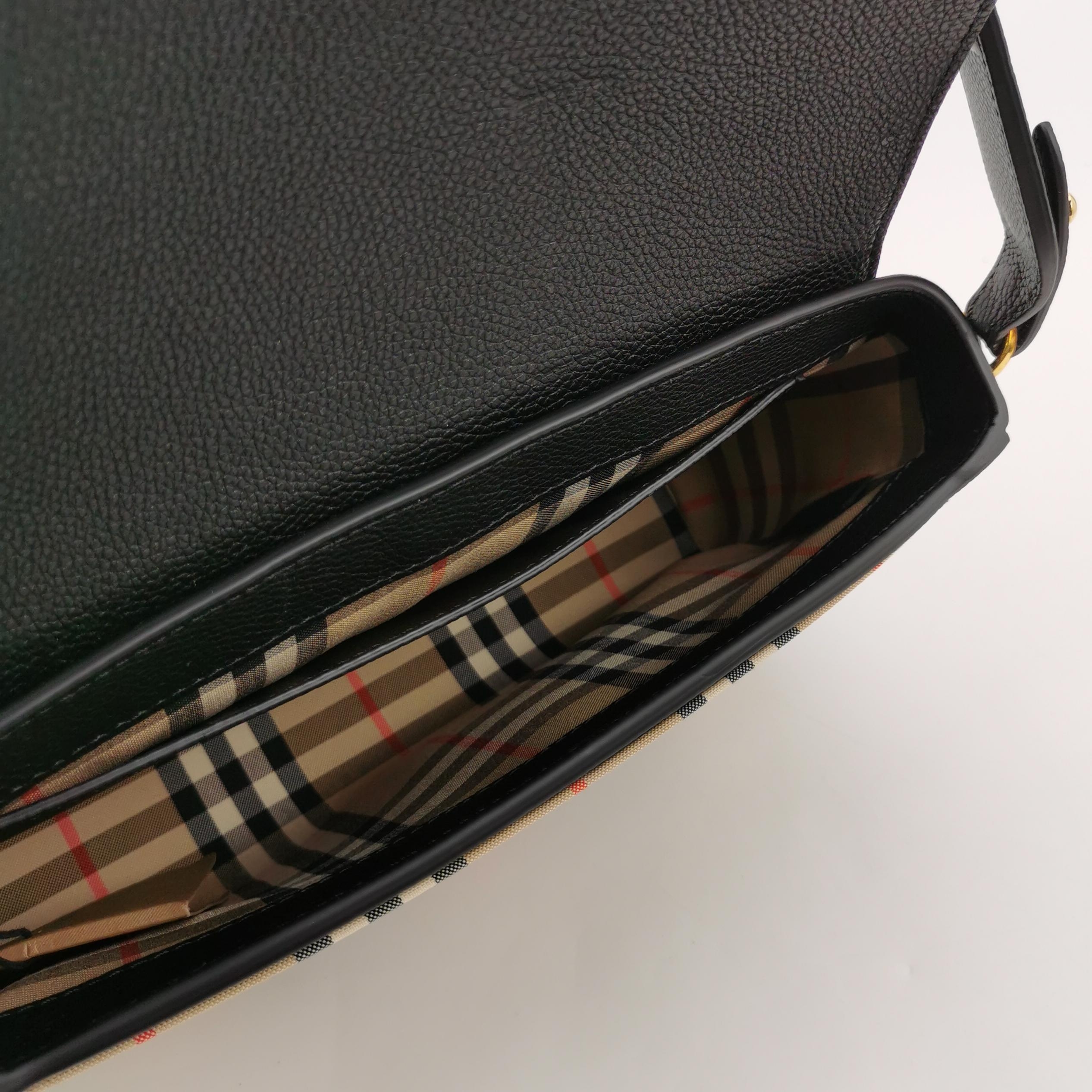 Burberry Note Crossbody Bag Leather with Vintage Check Canvas Medium — photo 7 of 12