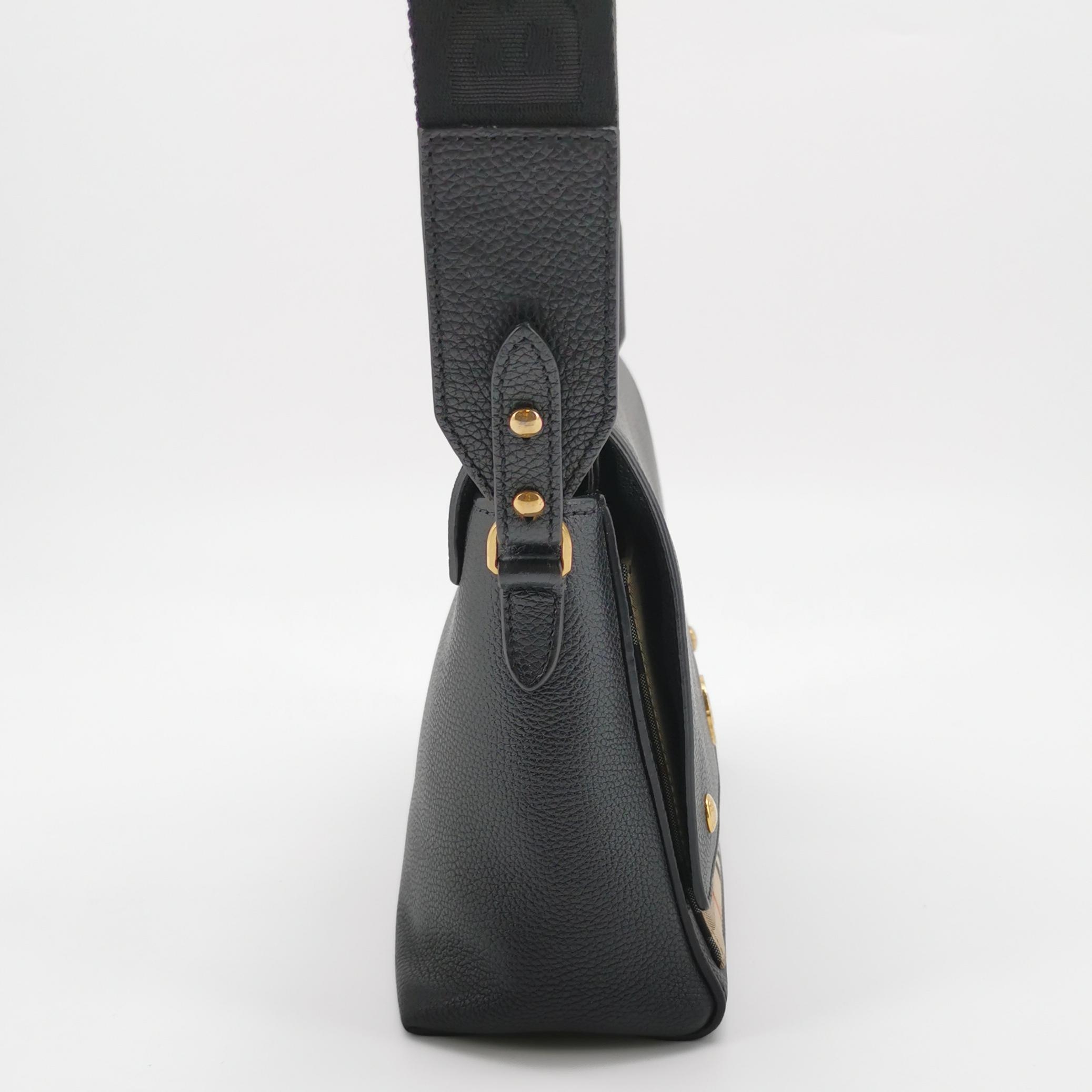 Burberry Note Crossbody Bag Leather with Vintage Check Canvas Medium — photo 4 of 17