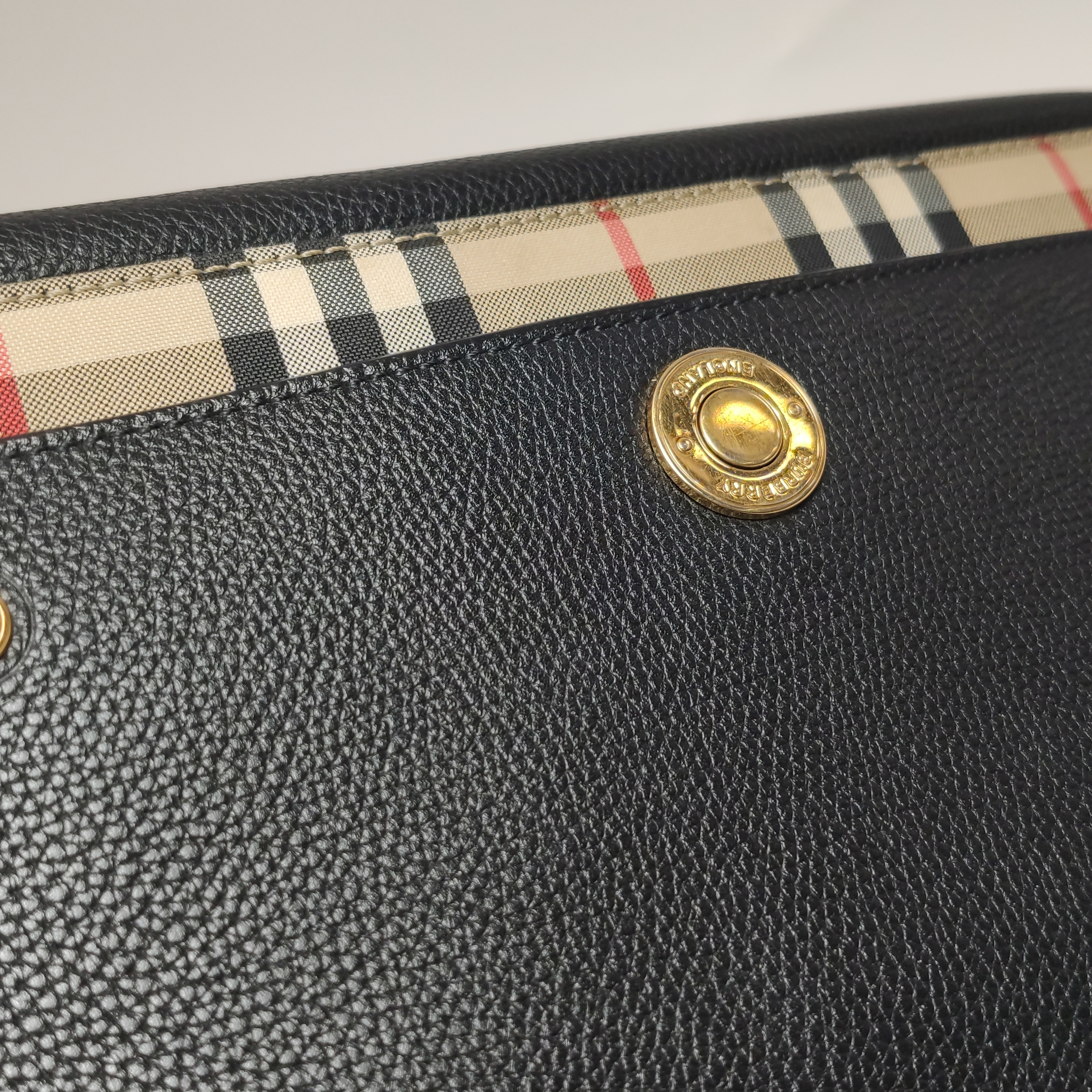Burberry Note Crossbody Bag Leather with Vintage Check Canvas Medium — photo 10 of 17