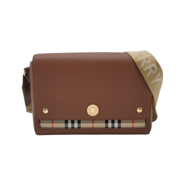 Burberry Note Crossbody Bag Leather with Vintage Check Canvas Medium — pre-owned, Vierlot
