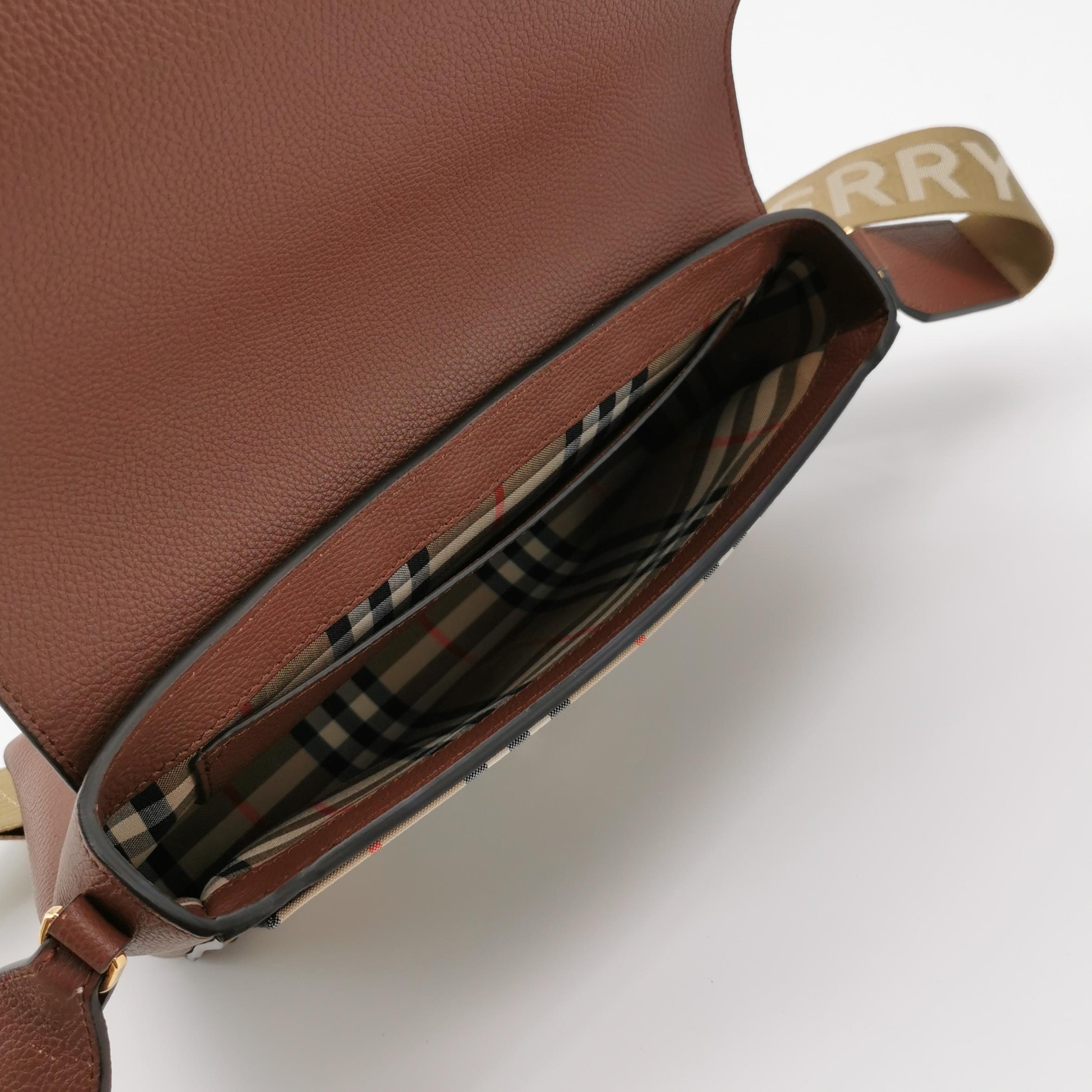 Burberry Note Crossbody Bag Leather with Vintage Check Canvas Medium — photo 7 of 15
