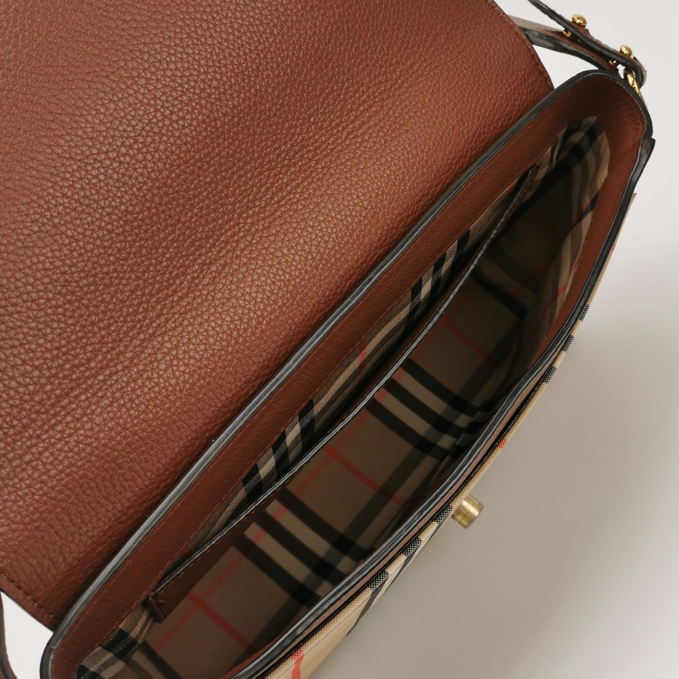 Burberry Note Crossbody Bag Leather with Vintage Check Canvas Medium — photo 7 of 18