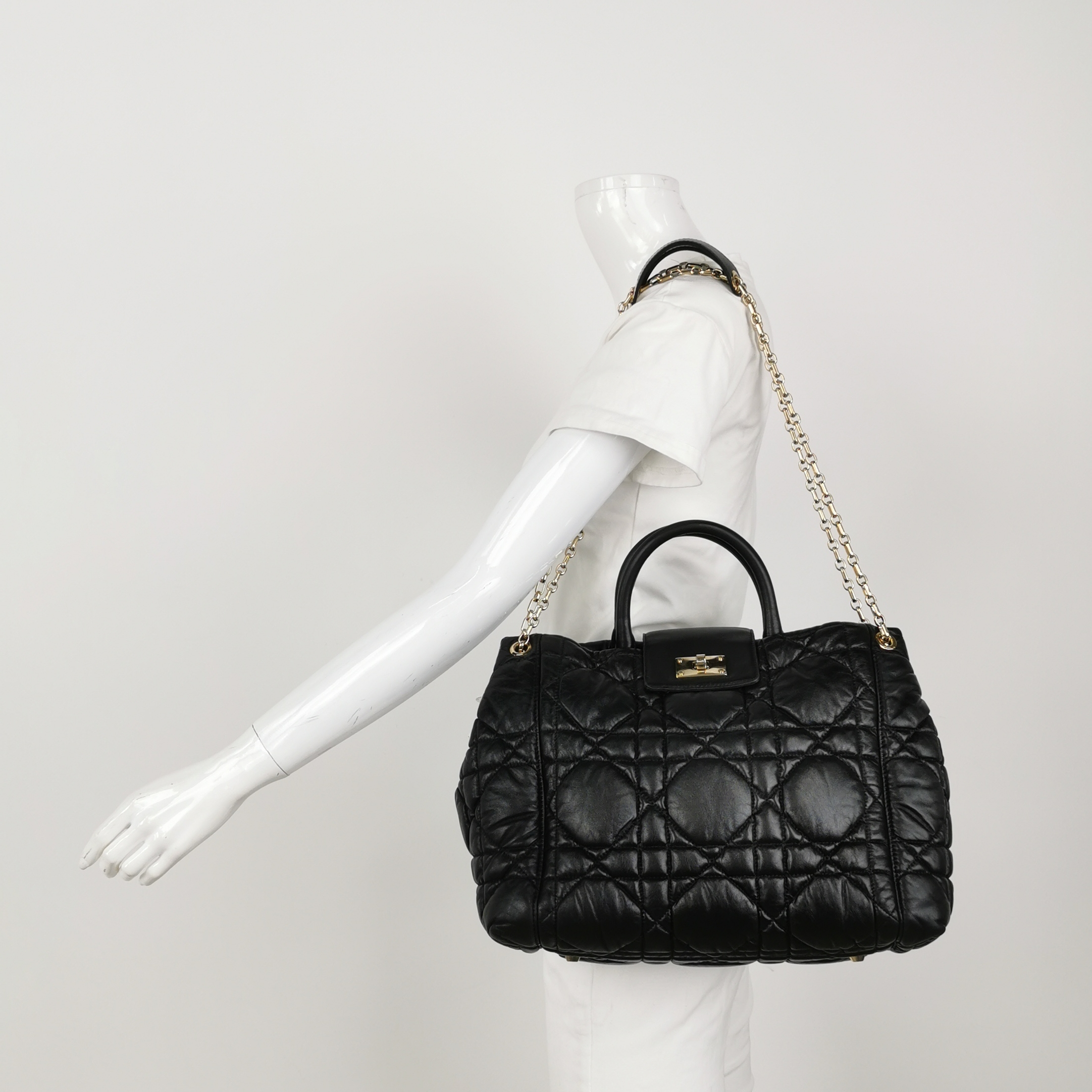 Dior Wicker Checkered Shoulder Bag — alternate view