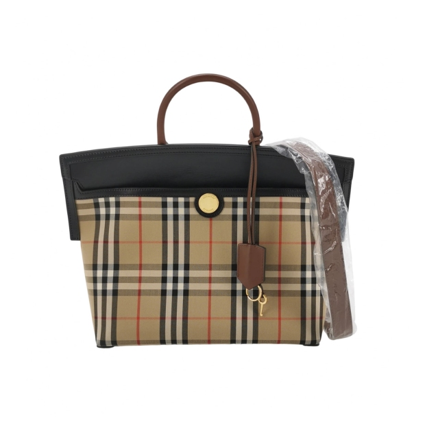 Burberry Society Top Handle Bag Vintage Check Canvas Small — pre-owned, Vierlot