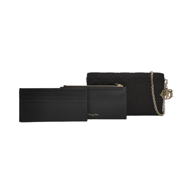 Christian Dior Lady Dior Chain Pouch Cannage Quilt Satin — pre-owned, Vierlot
