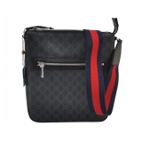 Gucci Web Strap Front Zip Messenger Bag GG Coated Canvas Small — thumbnail 1