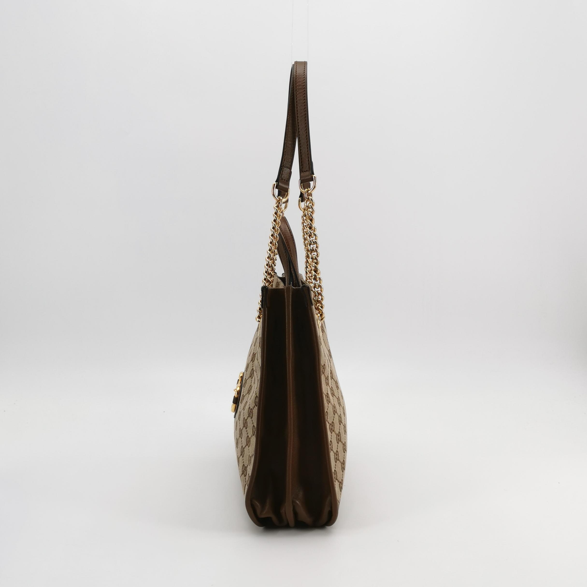 Gucci Horsebit 1955 Chain Tote GG Canvas with Leather Medium — photo 3 of 16