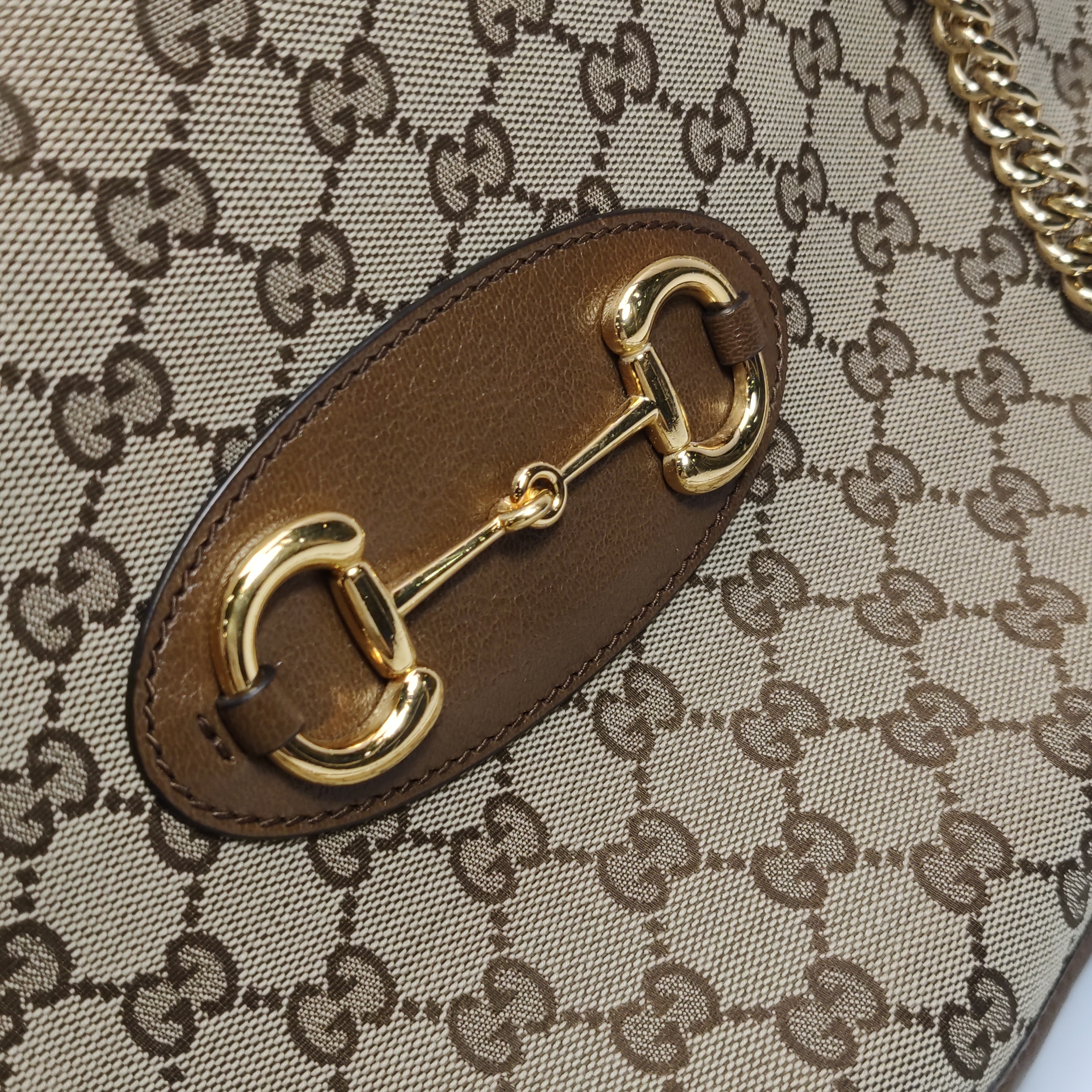 Gucci Horsebit 1955 Chain Tote GG Canvas with Leather Medium — photo 12 of 16