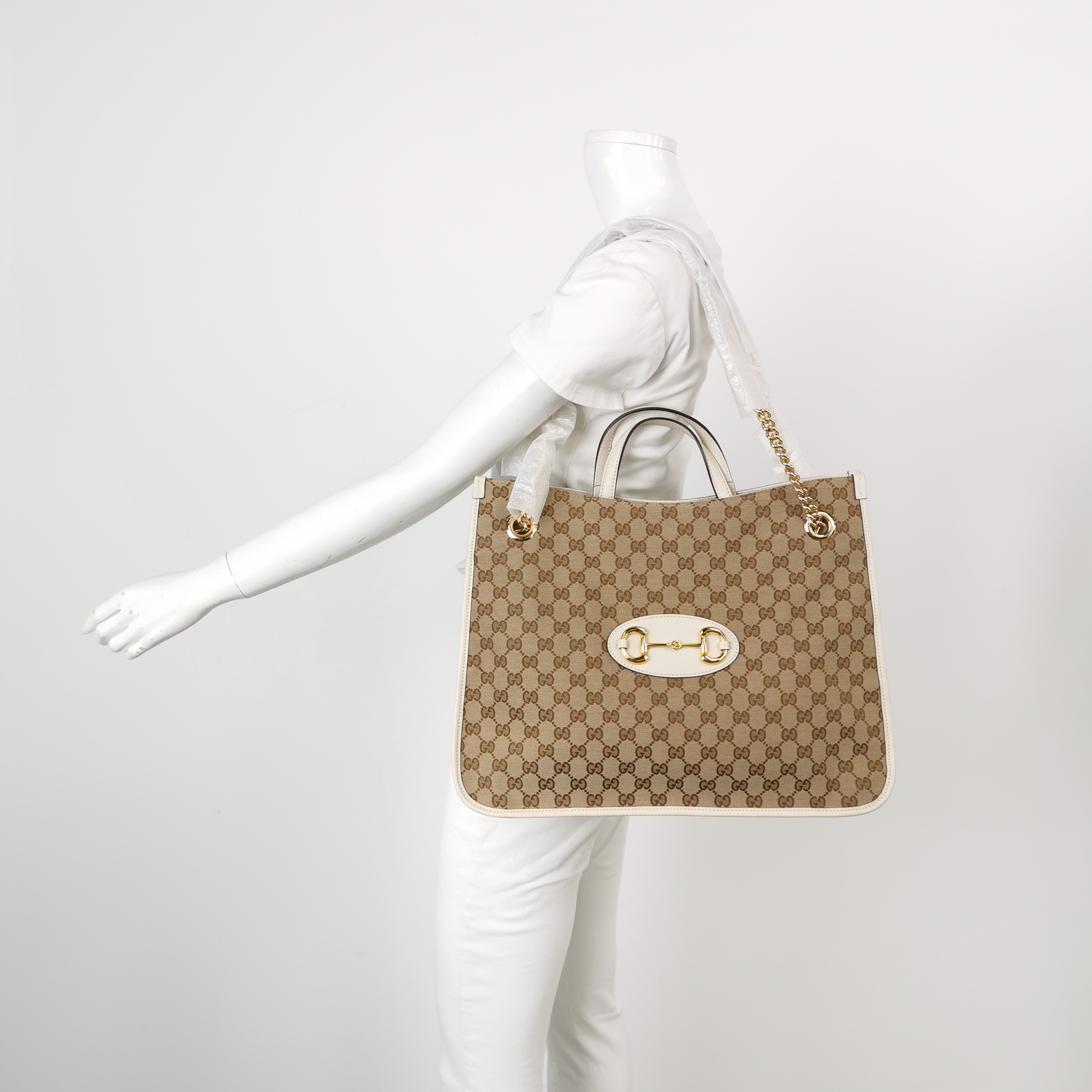 Gucci Horsebit 1955 Chain Tote GG Canvas with Leather Large — alternate view