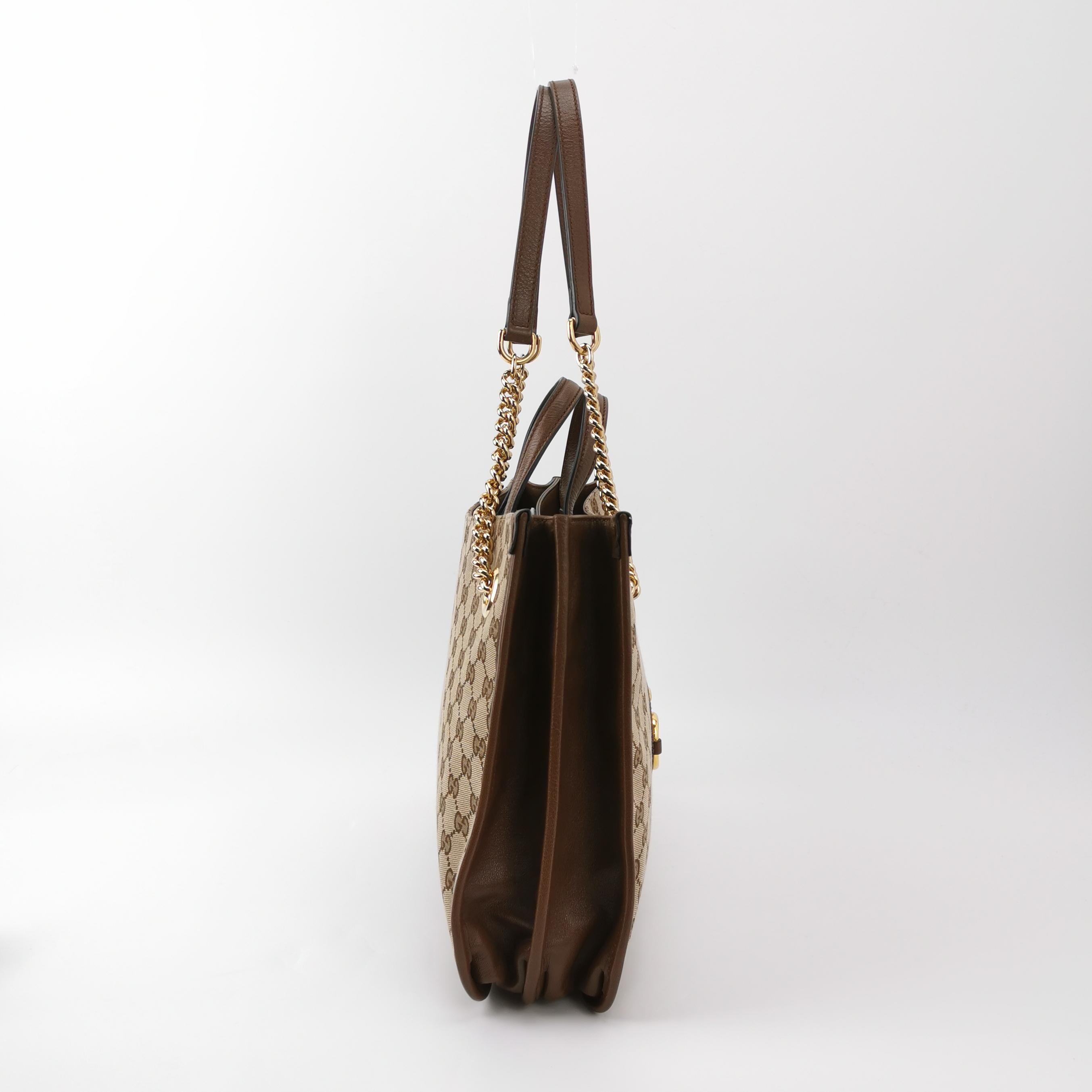 Gucci Horsebit 1955 Chain Tote GG Canvas with Leather Medium — photo 3 of 16