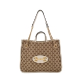 Gucci Horsebit 1955 Chain Tote GG Canvas with Leather Medium — thumbnail 1