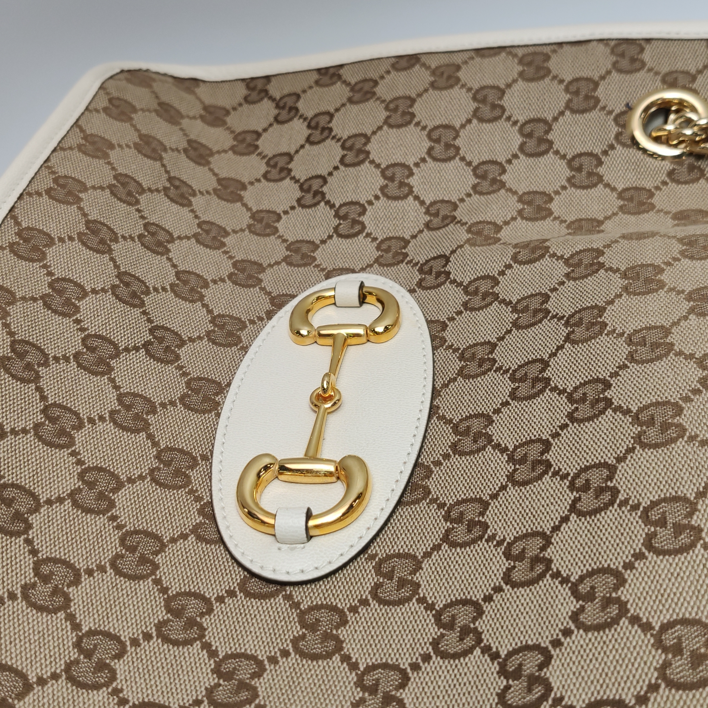 Gucci Horsebit 1955 Chain Tote GG Canvas with Leather Medium — photo 8 of 15