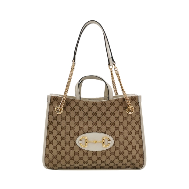 Gucci Horsebit 1955 Chain Tote GG Canvas with Leather Medium — pre-owned, Vierlot