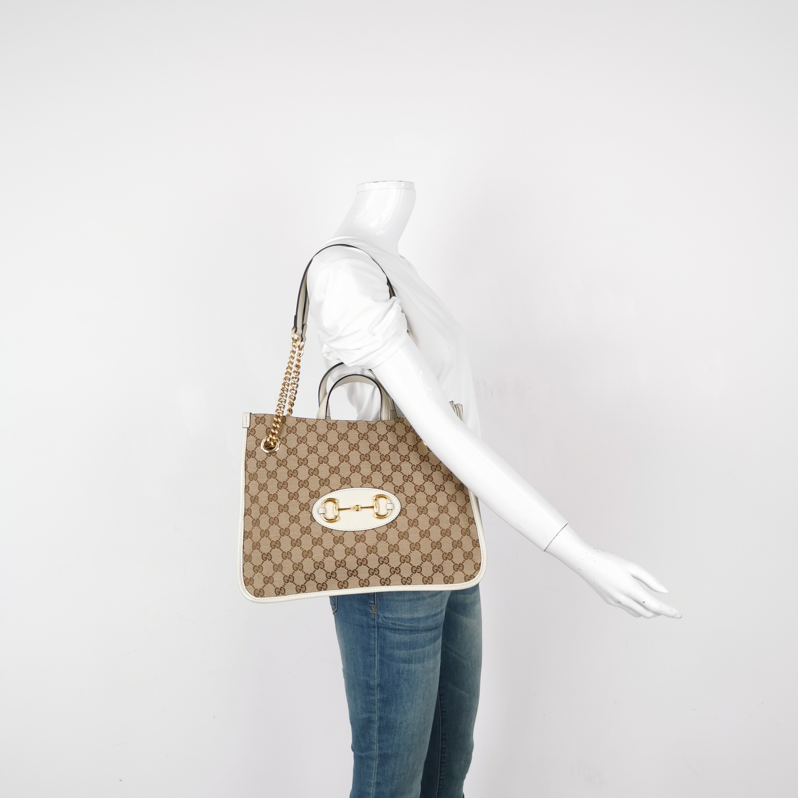 Gucci Horsebit 1955 Chain Tote GG Canvas with Leather Medium — alternate view