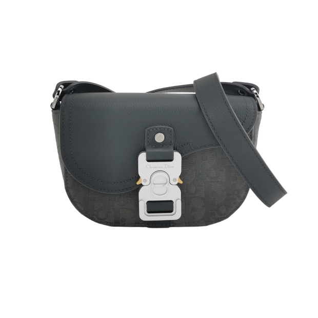 Christian Dior Saddle Buckle Flap Messenger Bag Oblique Canvas and Leather Mini — pre-owned, Vierlot
