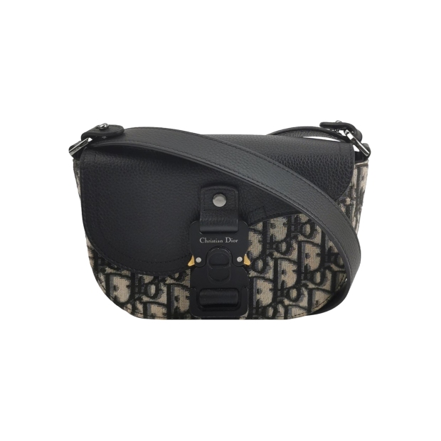 Christian Dior Saddle Buckle Flap Messenger Bag Oblique Canvas and Leather Mini — pre-owned, Vierlot