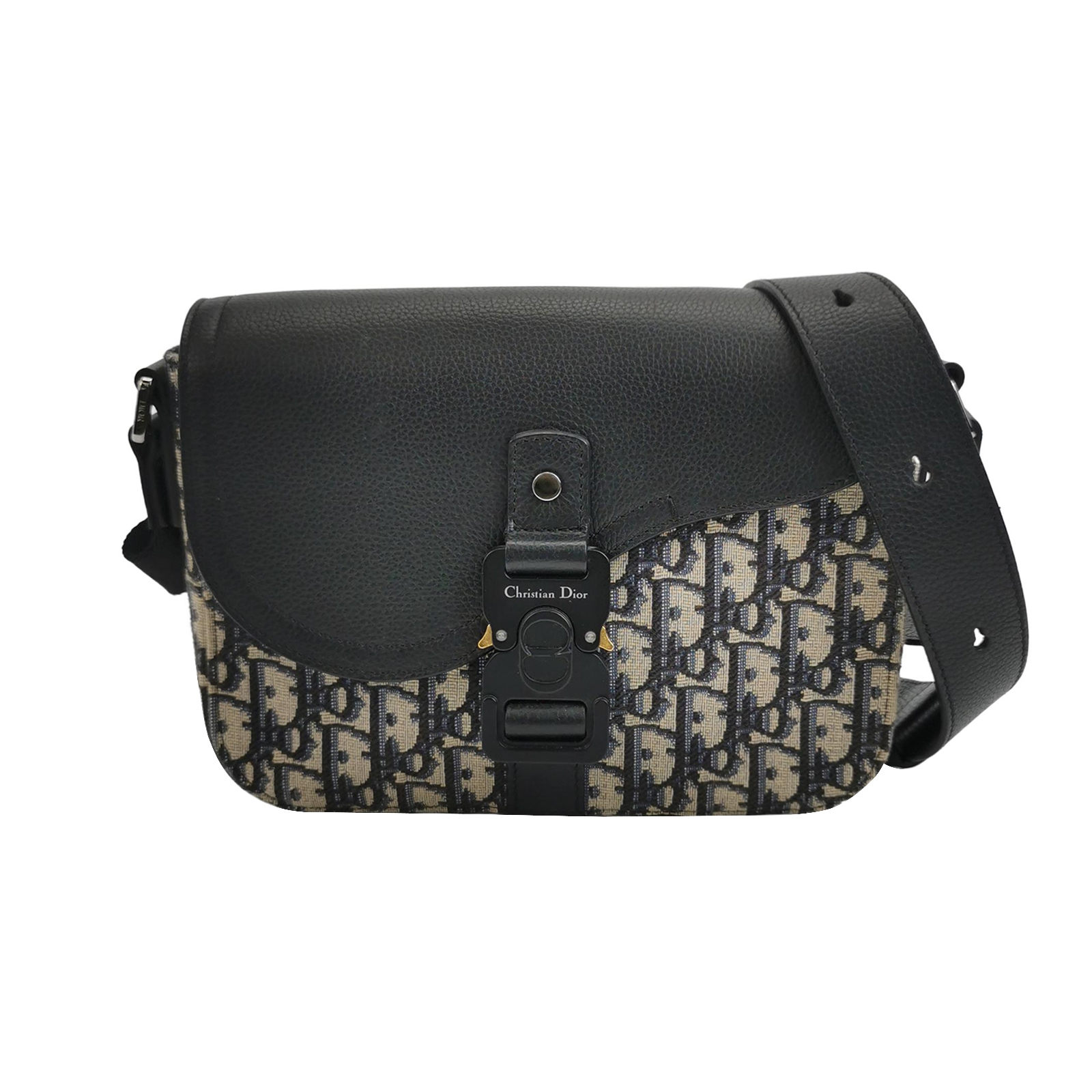 Christian Dior Saddle Buckle Flap Messenger Bag Oblique Canvas and Leather Small — photo 1 of 18