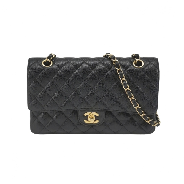 Chanel Classic Double Flap Bag Quilted Caviar Medium — pre-owned, Vierlot