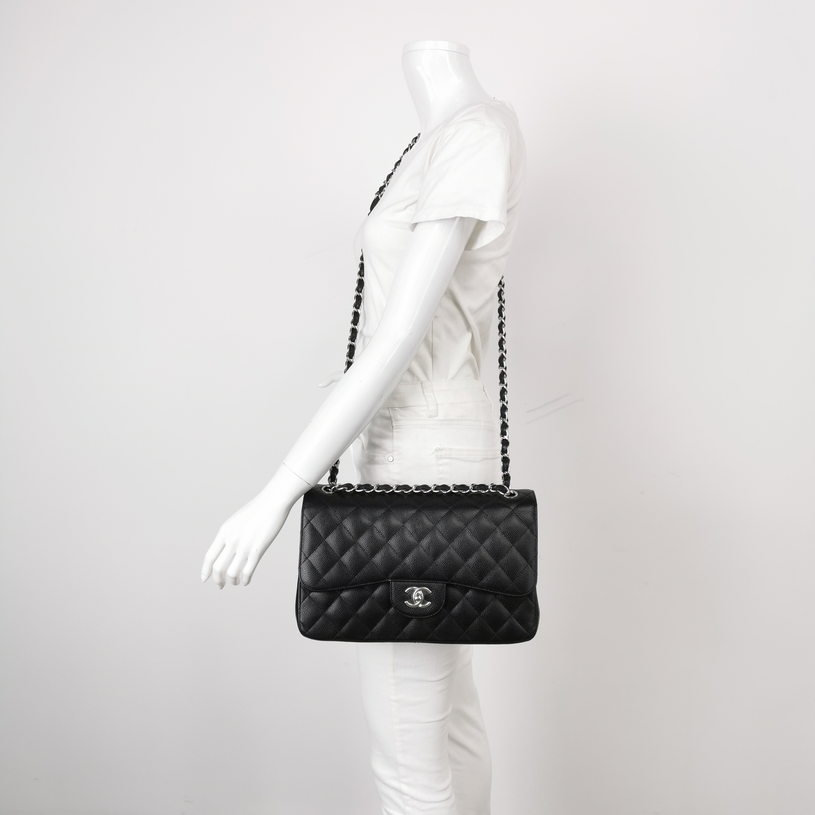 Chanel Classic Double Flap Bag Quilted Caviar Large — alternate view